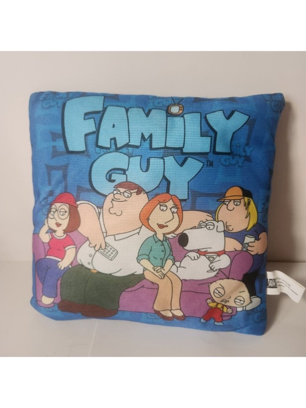 Vintage 2004 Family Guy Griffin Family Throw Pillowβ Blue 8x8 Small Accent Decor